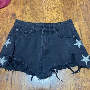 Black Star Jean Shorts